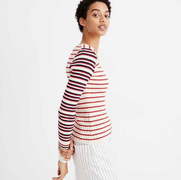 Madewell Stillman Pullover Sweater in Stripe Mix - Picture 2 of 8